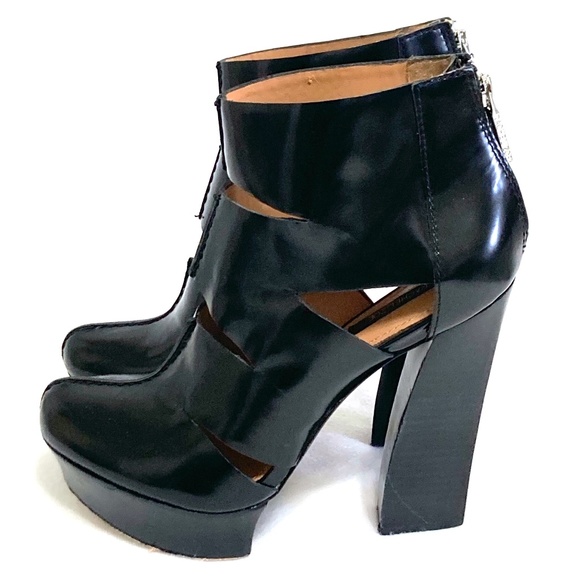 Rachel Zoe Elliott High Heel Black Leather Cutout Platform Bootie Size 8 - Picture 2 of 5